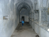 Cyclist exploring the Abbey